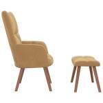 vidaXL Scaun de relaxare cu taburet, maro, catifea vidaXL Scaun de relaxare cu taburet, maro, catifea