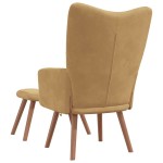 vidaXL Scaun de relaxare cu taburet, maro, catifea vidaXL Scaun de relaxare cu taburet, maro, catifea