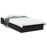 vidaXL Cadru de pat cu sertare, negru, 90x190 cm, lemn prelucrat