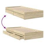 vidaXL Cadru de pat cu sertare stejar sonoma 90x190 cm lemn prelucrat