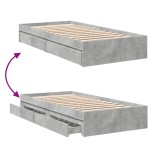 vidaXL Cadru de pat cu sertare, gri beton, 90x190 cm, lemn prelucrat vidaXL Cadru de pat cu sertare, gri beton, 90x190 cm, lemn prelucrat