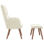 vidaXL Scaun de relaxare cu taburet, alb crem, catifea vidaXL Scaun de relaxare cu taburet, alb crem, catifea