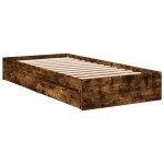 vidaXL Cadru de pat cu sertare stejar fumuriu 90x190 cm lemn prelucrat