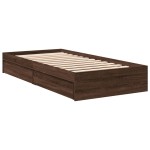 vidaXL Cadru de pat cu sertare, stejar maro, 90x190 cm lemn prelucrat