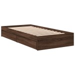 vidaXL Cadru de pat cu sertare, stejar maro, 90x190 cm lemn prelucrat
