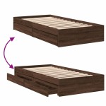 vidaXL Cadru de pat cu sertare, stejar maro, 90x190 cm lemn prelucrat