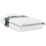 vidaXL Cadru de pat cu sertare, alb, 75x190 cm, lemn prelucrat vidaXL Cadru de pat cu sertare, alb, 75x190 cm, lemn prelucrat