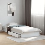vidaXL Cadru de pat cu sertare, alb, 75x190 cm, lemn prelucrat vidaXL Cadru de pat cu sertare, alb, 75x190 cm, lemn prelucrat
