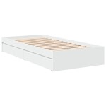 vidaXL Cadru de pat cu sertare, alb, 75x190 cm, lemn prelucrat vidaXL Cadru de pat cu sertare, alb, 75x190 cm, lemn prelucrat