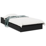 vidaXL Cadru de pat cu sertare, negru, 75x190 cm, lemn prelucrat