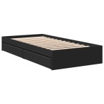 vidaXL Cadru de pat cu sertare, negru, 75x190 cm, lemn prelucrat