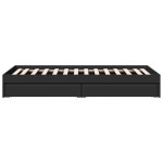 vidaXL Cadru de pat cu sertare, negru, 75x190 cm, lemn prelucrat