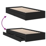 vidaXL Cadru de pat cu sertare, negru, 75x190 cm, lemn prelucrat