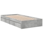 vidaXL Cadru de pat cu sertare, gri beton, 75x190 cm, lemn prelucrat vidaXL Cadru de pat cu sertare, gri beton, 75x190 cm, lemn prelucrat