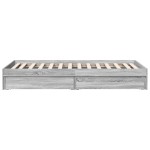 vidaXL Cadru de pat cu sertare gri sonoma 75x190 cm lemn prelucrat