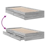 vidaXL Cadru de pat cu sertare gri sonoma 75x190 cm lemn prelucrat