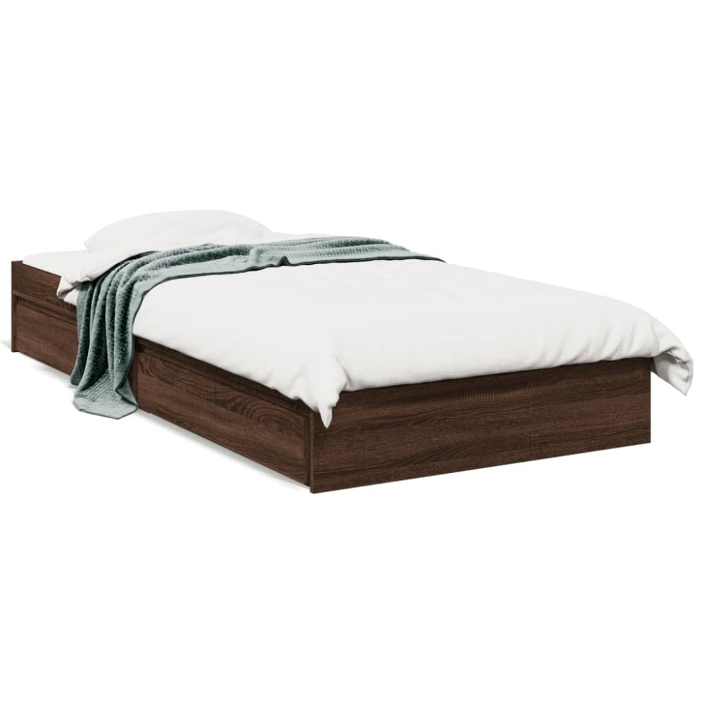 vidaXL Cadru de pat cu sertare stejar maro 75x190 cm lemn prelucrat