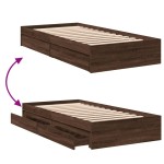 vidaXL Cadru de pat cu sertare stejar maro 75x190 cm lemn prelucrat