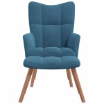 vidaXL Scaun de relaxare cu taburet, albastru, catifea vidaXL Scaun de relaxare cu taburet, albastru, catifea