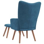 vidaXL Scaun de relaxare cu taburet, albastru, catifea vidaXL Scaun de relaxare cu taburet, albastru, catifea