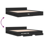 vidaXL Cadru de pat cu sertare negru 200x200 cm lemn prelucrat