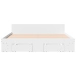 vidaXL Cadru de pat cu sertare, alb, 160x200 cm, lemn prelucrat