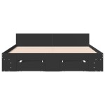 vidaXL Cadru de pat cu sertare, negru, 160x200 cm, lemn prelucrat