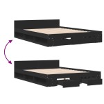 vidaXL Cadru de pat cu sertare, negru, 160x200 cm, lemn prelucrat