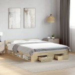 vidaXL Cadru de pat cu sertare stejar sonoma 160x200 cm lemn prelucrat vidaXL Cadru de pat cu sertare stejar sonoma 160x200 cm lemn prelucrat