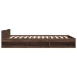 vidaXL Cadru de pat cu sertare, stejar maro, 150x200 cm lemn prelucrat