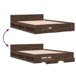 vidaXL Cadru de pat cu sertare, stejar maro, 150x200 cm lemn prelucrat