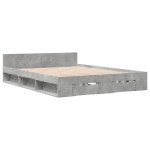 vidaXL Cadru de pat cu sertare, gri beton, 135x190 cm, lemn prelucrat vidaXL Cadru de pat cu sertare, gri beton, 135x190 cm, lemn prelucrat
