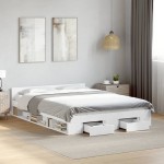 vidaXL Cadru de pat cu sertare, alb, 120x190 cm, lemn prelucrat vidaXL Cadru de pat cu sertare, alb, 120x190 cm, lemn prelucrat