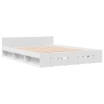 vidaXL Cadru de pat cu sertare, alb, 120x190 cm, lemn prelucrat vidaXL Cadru de pat cu sertare, alb, 120x190 cm, lemn prelucrat