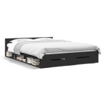 vidaXL Cadru de pat cu sertare, negru, 120x190 cm, lemn prelucrat vidaXL Cadru de pat cu sertare, negru, 120x190 cm, lemn prelucrat