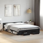vidaXL Cadru de pat cu sertare, negru, 120x190 cm, lemn prelucrat vidaXL Cadru de pat cu sertare, negru, 120x190 cm, lemn prelucrat