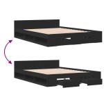 vidaXL Cadru de pat cu sertare, negru, 120x190 cm, lemn prelucrat vidaXL Cadru de pat cu sertare, negru, 120x190 cm, lemn prelucrat