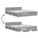 vidaXL Cadru de pat cu sertare gri sonoma 120x190 cm lemn prelucrat