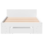 vidaXL Cadru de pat cu sertar, alb, 90x190 cm, lemn prelucrat