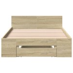 vidaXL Cadru de pat cu sertar stejar sonoma 90x190 cm lemn prelucrat vidaXL Cadru de pat cu sertar stejar sonoma 90x190 cm lemn prelucrat