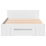 vidaXL Cadru de pat cu sertar, alb, 100x200 cm, lemn prelucrat