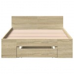 vidaXL Cadru de pat cu sertar stejar sonoma 100x200 cm lemn prelucrat vidaXL Cadru de pat cu sertar stejar sonoma 100x200 cm lemn prelucrat