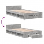 vidaXL Cadru de pat cu sertar, gri beton, 100x200 cm, lemn prelucrat