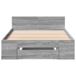 vidaXL Cadru de pat cu sertar gri sonoma 100x200 cm lemn prelucrat