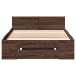 vidaXL Cadru de pat cu sertar, stejar maro, 100x200 cm lemn prelucrat