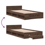 vidaXL Cadru de pat cu sertar, stejar maro, 100x200 cm lemn prelucrat