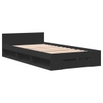 vidaXL Cadru de pat cu sertar, negru, 90x200 cm, lemn prelucrat