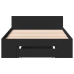 vidaXL Cadru de pat cu sertar, negru, 90x200 cm, lemn prelucrat