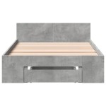 vidaXL Cadru de pat cu sertar, gri beton, 90x200 cm, lemn prelucrat