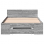 vidaXL Cadru de pat cu sertar gri sonoma 90x200 cm lemn prelucrat